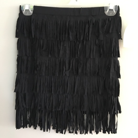 Nollie Stretchy Black Fringe Mini Skirt - Picture 3 of 5